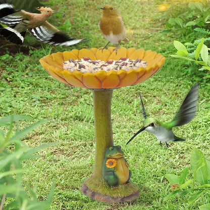 Handmade Standing Resin Bird Bath Bowl, Garden, Yard, and Patio Decor
