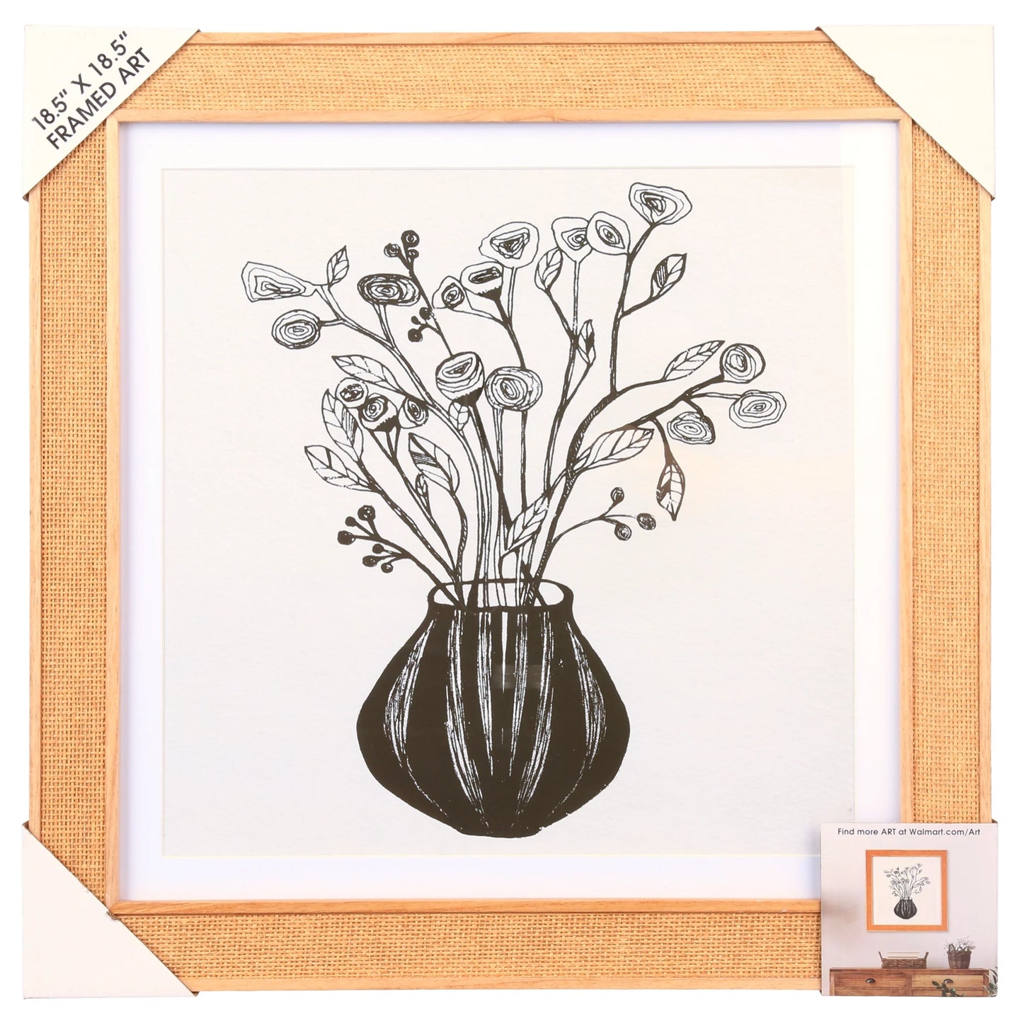 Crystal Art Gallery Rattan Floral Wall Art Natural Boho Home Decor