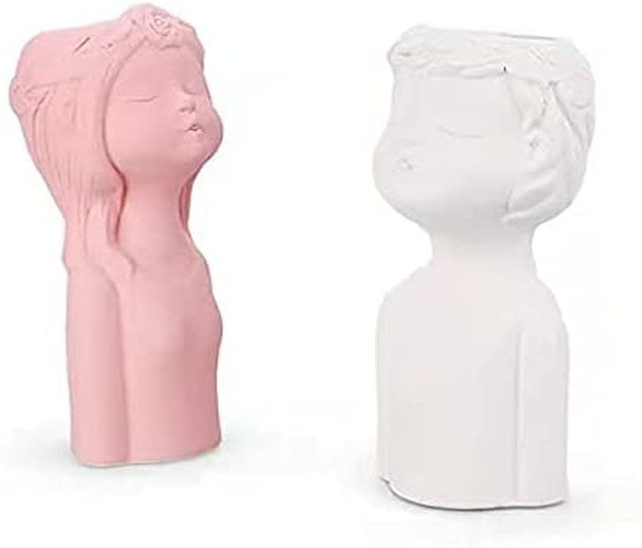 ANEWNICE Ceramic Vases for Home Decor，Cute Body Flower Vase，Modern Vases for Home Decor (Pink Girl)