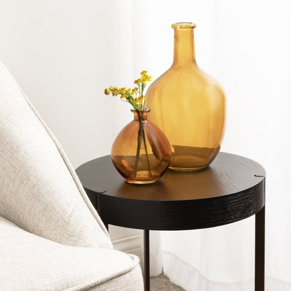 12" High Amber Translucent Glass Indoor Tabletop Vase by