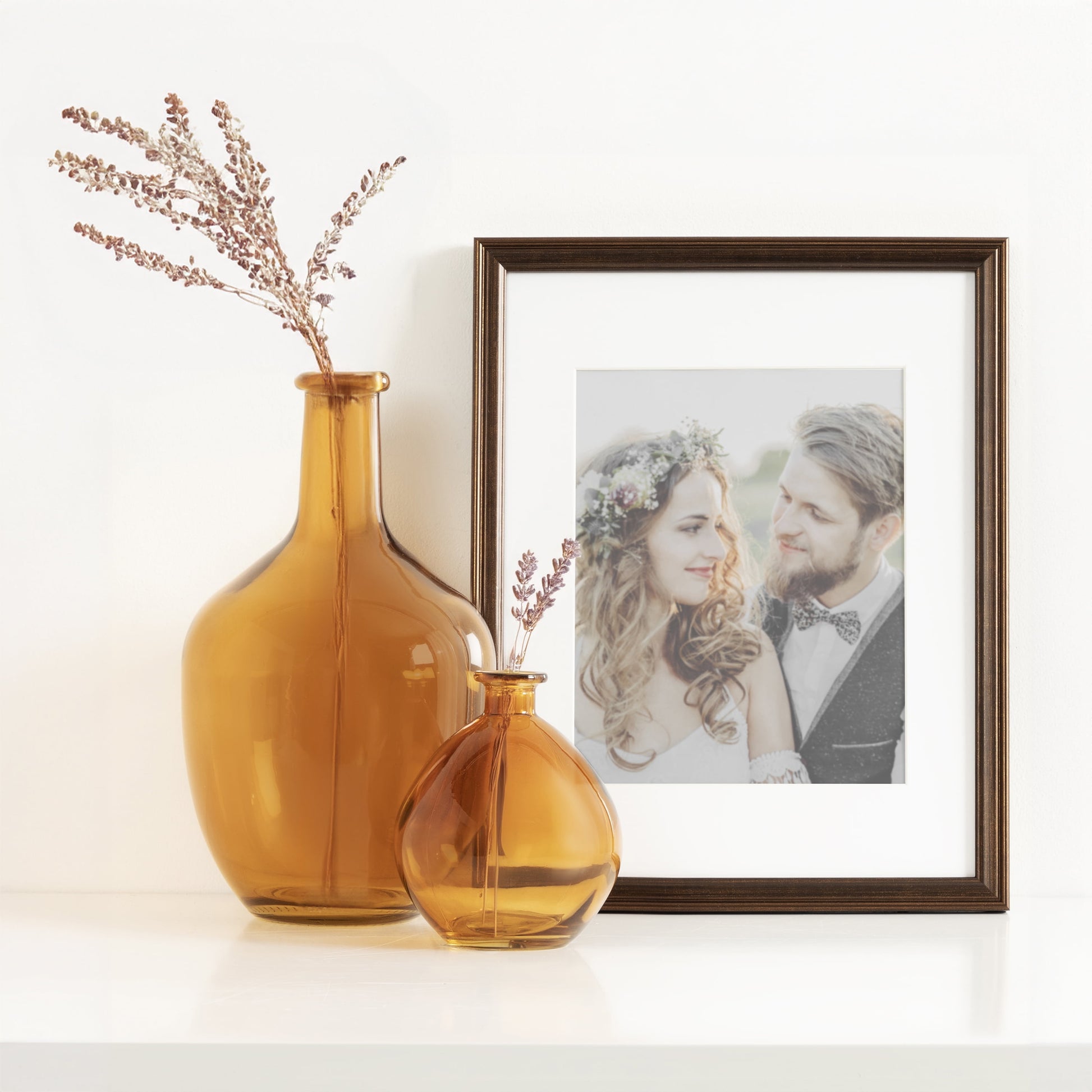 12" High Amber Translucent Glass Indoor Tabletop Vase by