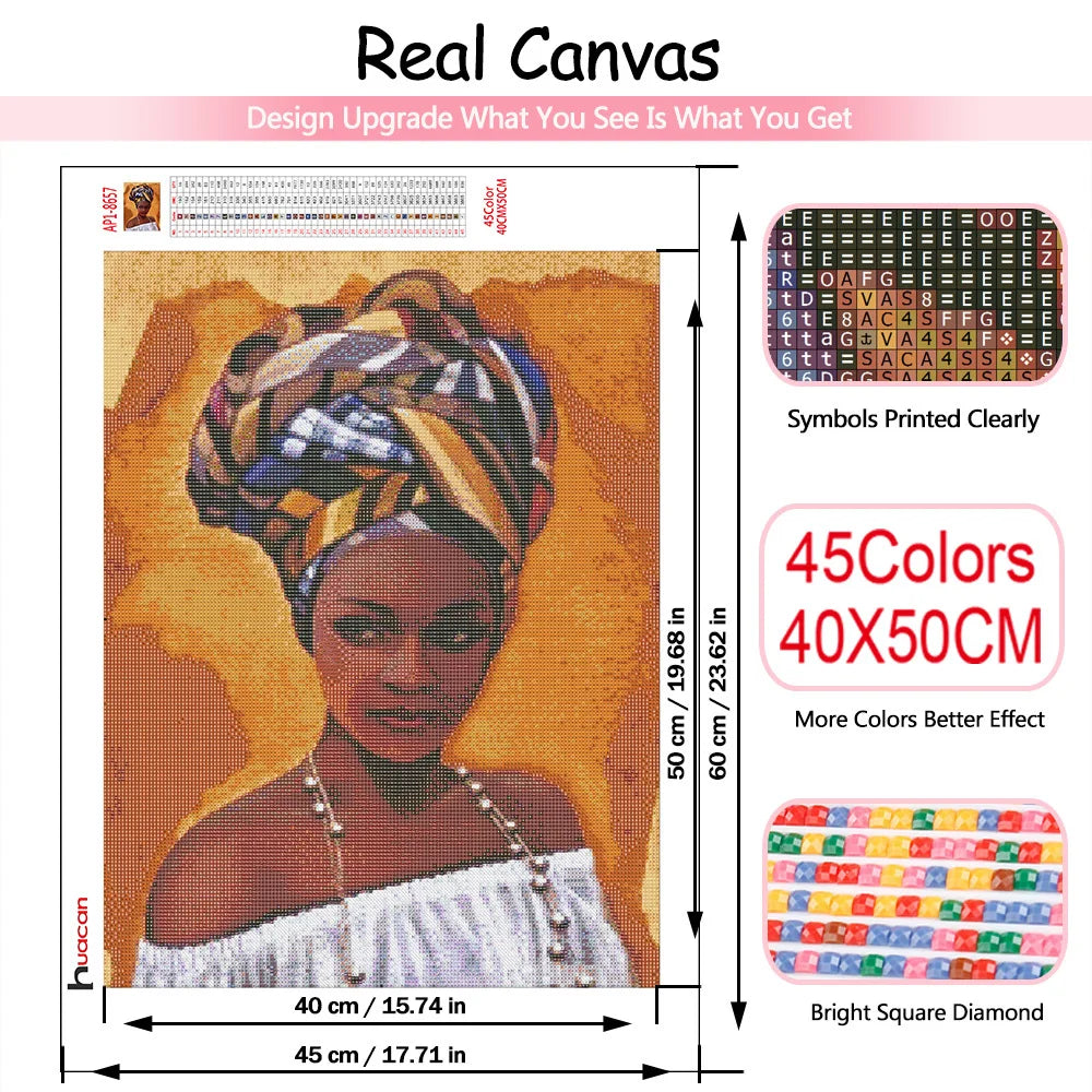 5D Diamond Painting African Woman Handmade Gift Embroidery Portrait Farmhouse Home Decor Home Decor
