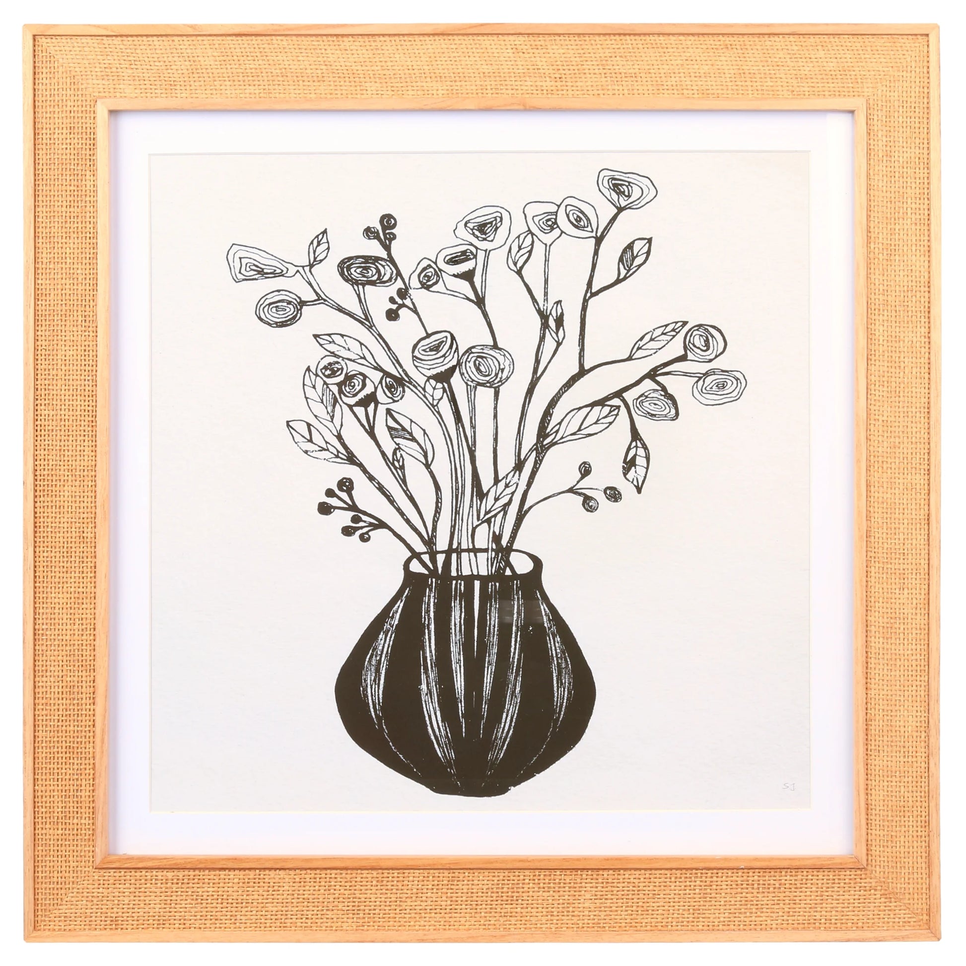 Crystal Art Gallery Rattan Floral Wall Art Natural Boho Home Decor