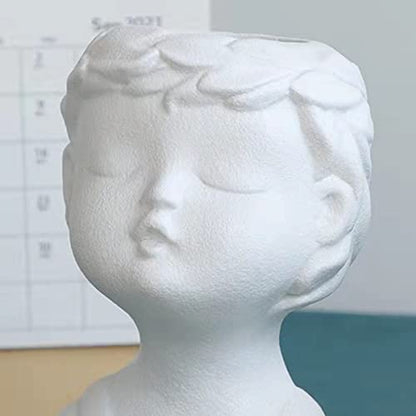 Ceramic Vases for Home Decor，Cute Body Flower Vase，Modern Vases for Home Decor (White Boy)